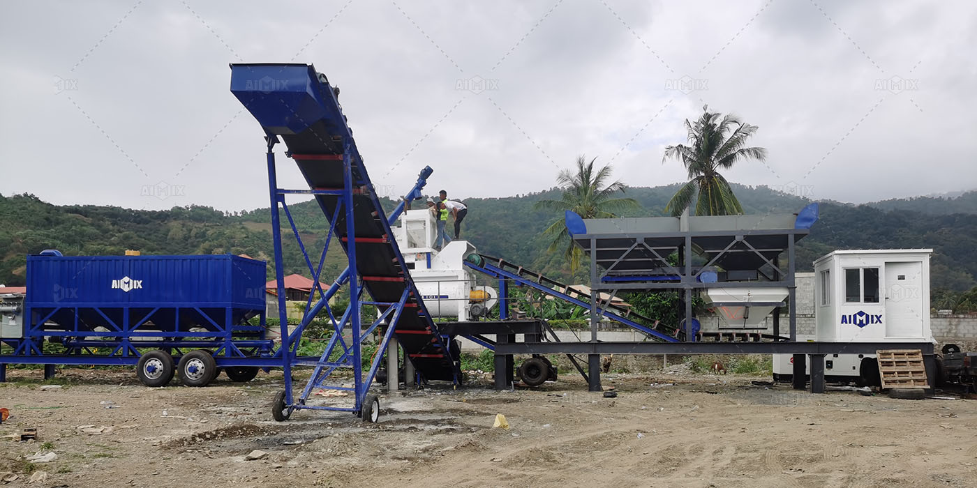 50cbm Small Compact Mobile Batching Plant in Dili, East Timor, Indonesia